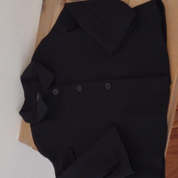 Talbots Black Wool Blend 4 Button Blazer Style Overcoat Size 8 - Picture 5 of 11